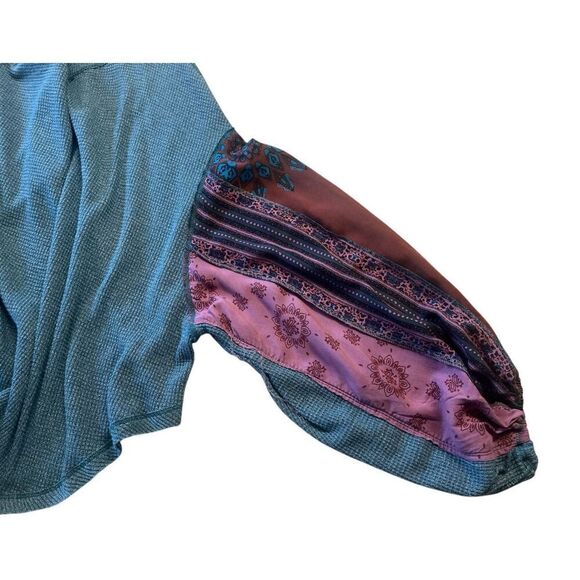 Anthropologie We the Free waffle knit top contrast sleeve sz Large - Picture 4 of 6